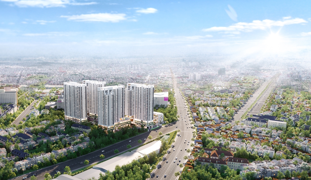 Phối cảnh dự án Moonlight Centre Point toạ lạc trên đường Tên Lửa (lộ giới 40m), quận Bình Tân vừa được giới thiệu ra thị trường. Ảnh: Hưng Thịnh Land